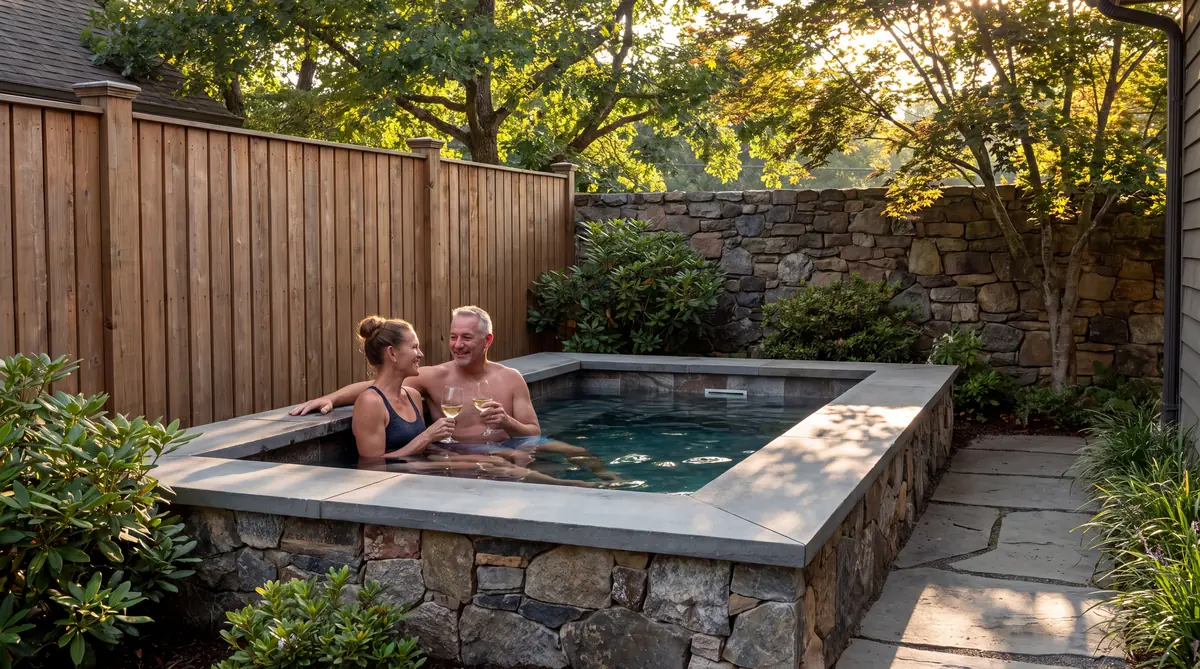 Plunge pool with a stone surround
