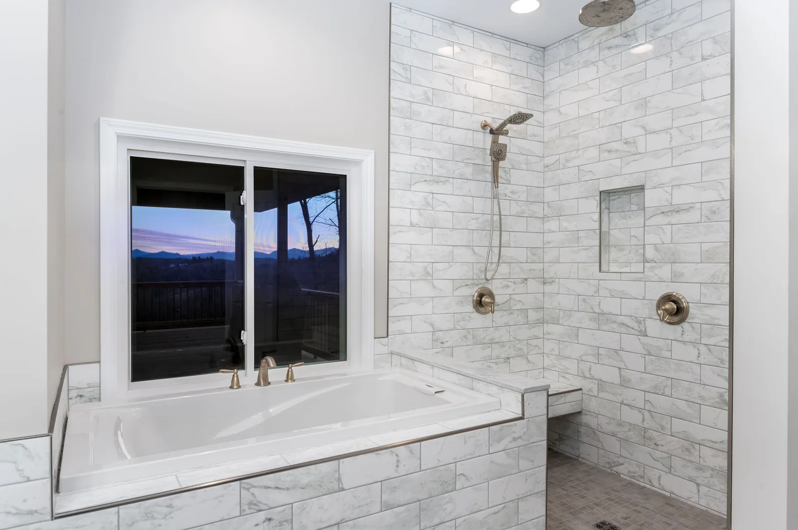 Tile work in a bathroom of a home we built