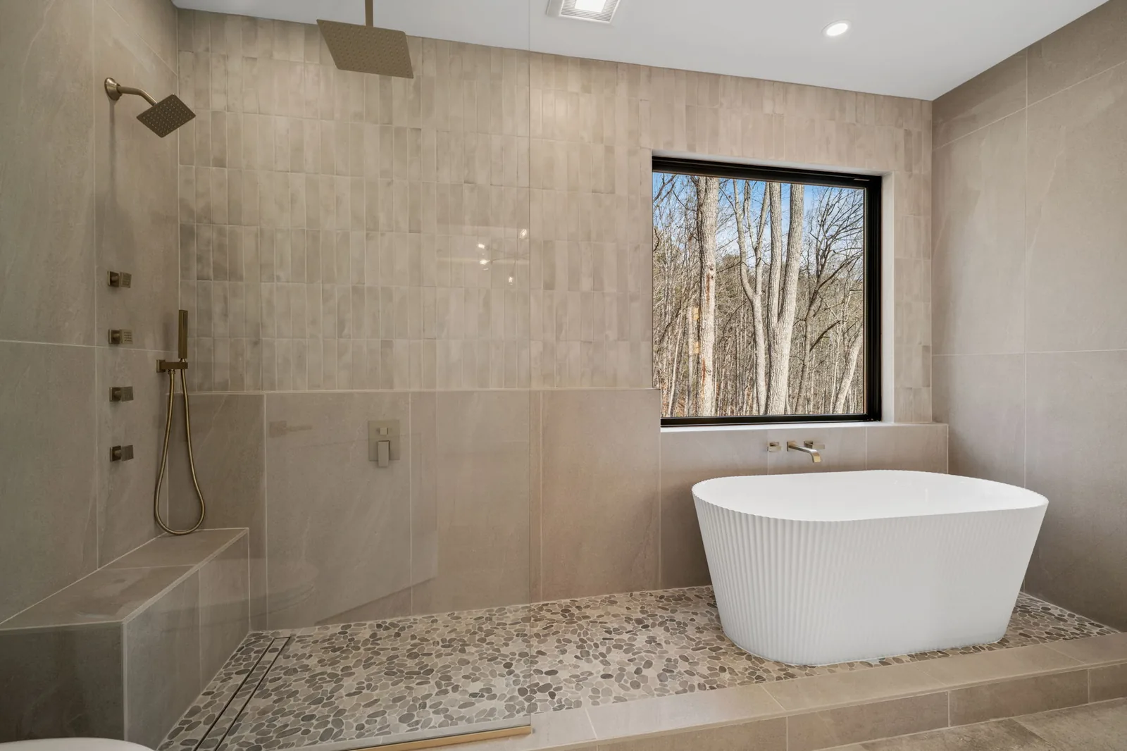 A tiled wet room in a home we built